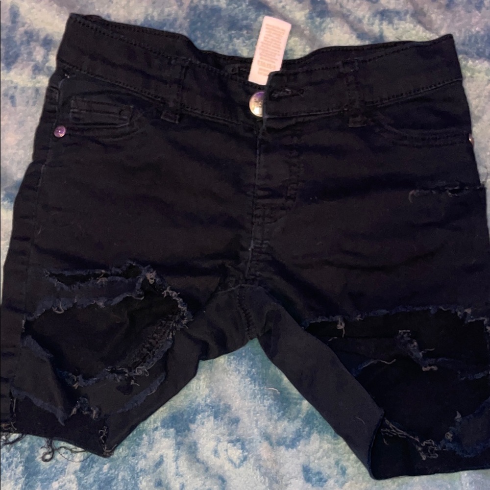 Justice Black Distressed Jean Shorts